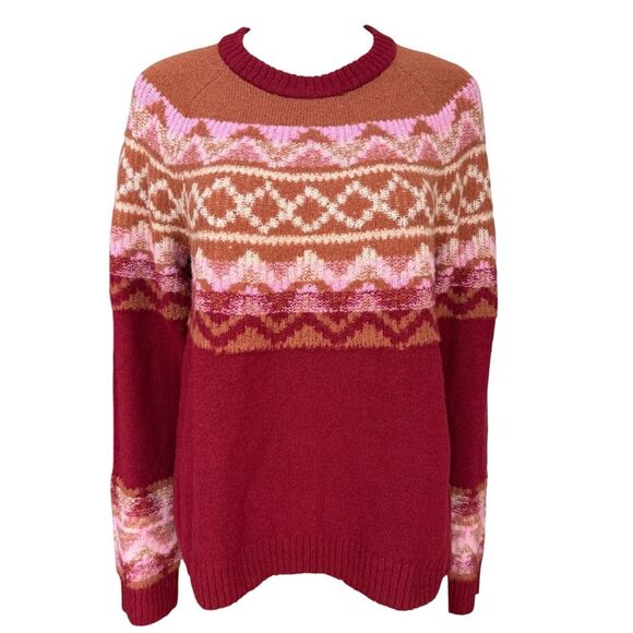 DG2 by Diane Gilman Intarsia Fair Isle Pullover Sweater Size L NWT - Picture 3 of 9